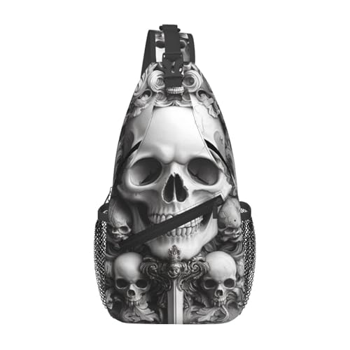 Image of Crossbody Bag Gothic Skull Sling Bag Backpack Chest Bags Shoulder Bag for Women Men