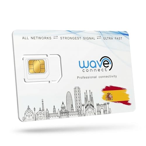 Wave Connect SIM Datos Multired 4G/5G Prepago España y UE. Activación Automática Primer Uso. Ideal Dispositivos IoT y Cámaras. 12 GB | 12 Meses