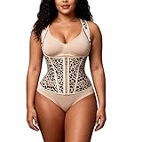 Necalisi waist trainer Unterbrust Korsett Hellgelb Fettverbrennungsgürtel, mit 13 Stahlknochen...