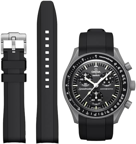 Stanchev Strap for Omega x Swatch MoonSwatch 20mm - Soft Rubber Replacement Compatible With Speedmaster Watch - Seamless Curved Strap for Men