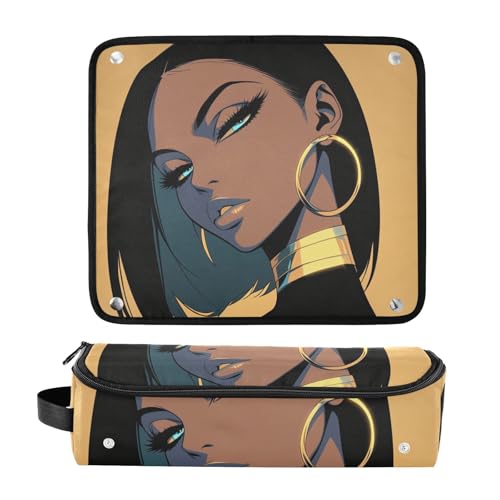 Bolsa de viaje para herramientas de cabello con tapete resistente al calor y cremallera para planchas y rizadores, esencial para mujeres africanas miniatura 3