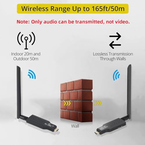 Image of ETZIN Wireless ARC Transmitter and Receiver Kit, HDMI, Range Up to 165ft /50m, Black, for Soundbar and Power Amplifier HDMI ARC Audio Extender Adapter for TV Projector To Sound Bar Speaker (Only Audio)