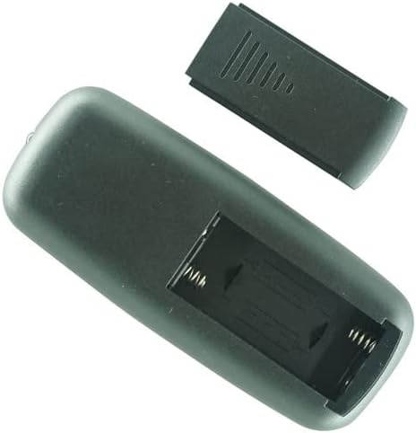 Remote control with battery cover removed, showing empty battery slots