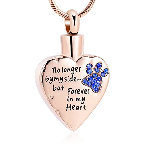 VCCWYQK Urn Necklace for Ashes Personalized Urn Pendant Heart Necklace Pets Paw Print Keepsake Waterproof Memorial Gifts for Dogs