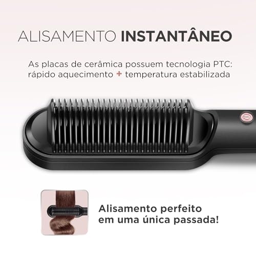 Escova Alisadora Black Rose Mondial 36W Bivolt