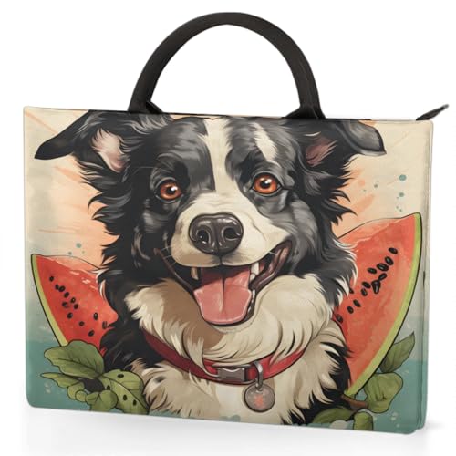 Watermelon Cute Dog Watercolour Laptop Sleeve with Handle Waterproof Computer Carrying Case3