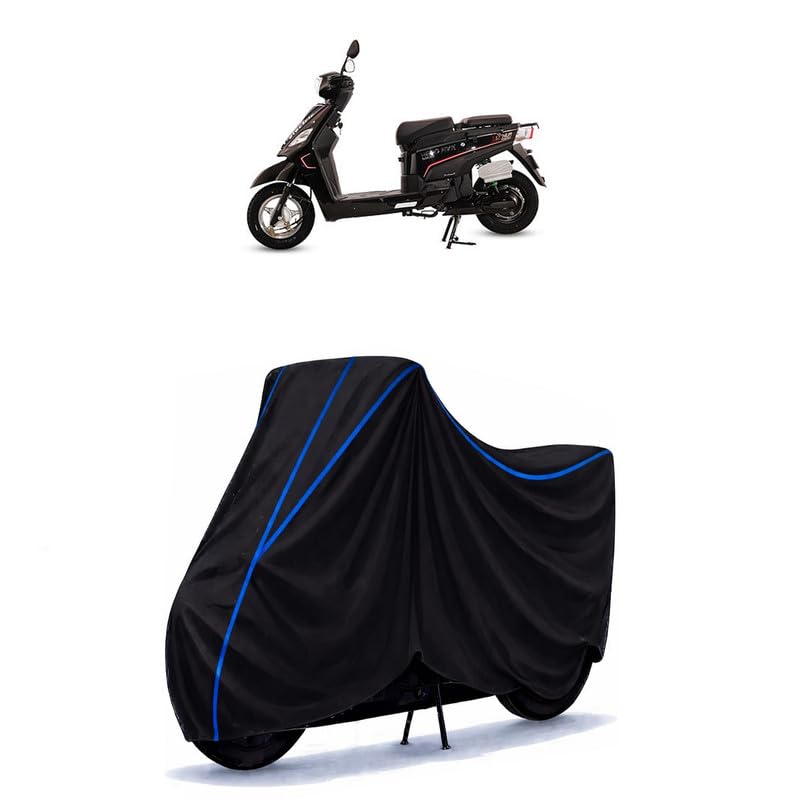 Image of Scooty Cover Water Resistant for Nyx STD | Universal Scooter & Bike Cover | Heavy Duty UV Protection | Dust, Rain & Scratch Protection | Elastic Fit All Weather Indoor Outdoor | Black with Blue Piping