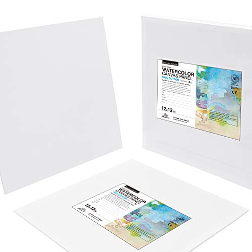 Phoenix Watercolor Canvas Panels 12X12 Inch, 6 Pack - 8 Oz Triple Primed 100% Cotton Acid Free Canvases For Painting, Blank Flat Canvas Boards For Watercolor, Acrylic, Gouache & Tempera Painting #TOP4