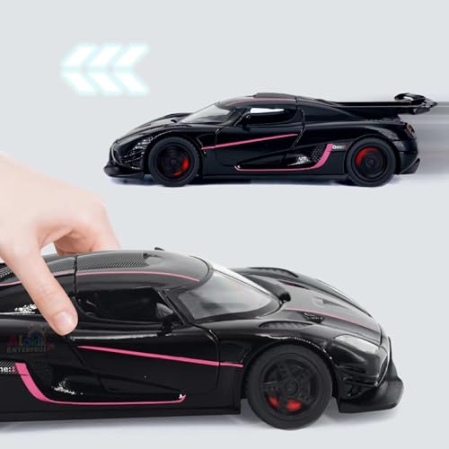 Image of Alokik Enterprise 1:32 Koenigsegg Jesko One1 Die-Cast Metal Pull Back Car with 2 Openable Doors with Sounds and Lights Toy Decoration Car Best Gift Toys for Kids【Orange】