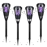 2025 4Pack Solar Bug Zapper Outdoor Mosquito Repellent Outdoor Patio,Mosquito Trap Used to Repel Gnat Small Flying Insect,Solar Fly Zapper for Yard Garden,Waterproof Mosquito Zapper for Outside(Black)