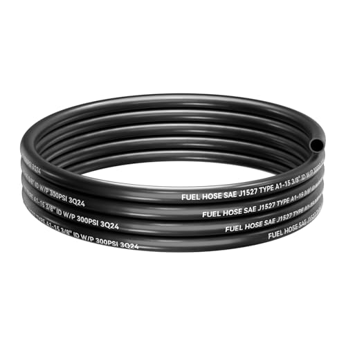 Heliwoo 3/8 Marine Fuel Line Fuel Hose Feed Line Rubber 300 PSI Type A1-15 SAE J1527 Standards for Marine Ship 10 FT