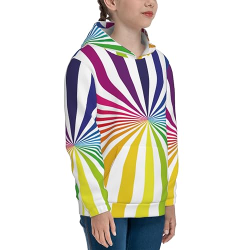 Colorful Rainbow Kids Pullover Hoodies Boys Sweatshirts Girls Athletic Clothes with Pocket3