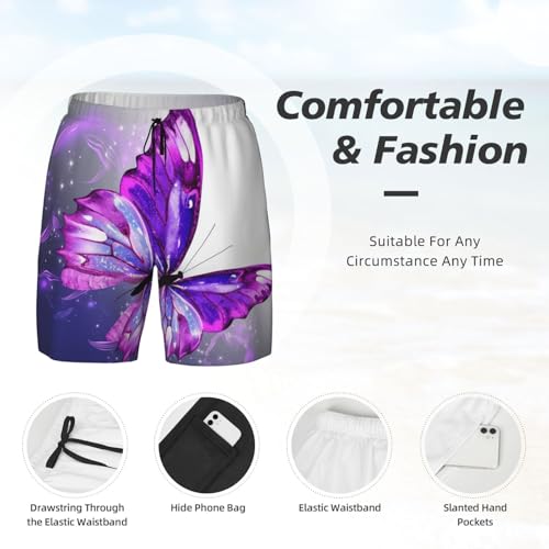 Short de bain pour homme violet à papillon et séchage rapide - 5