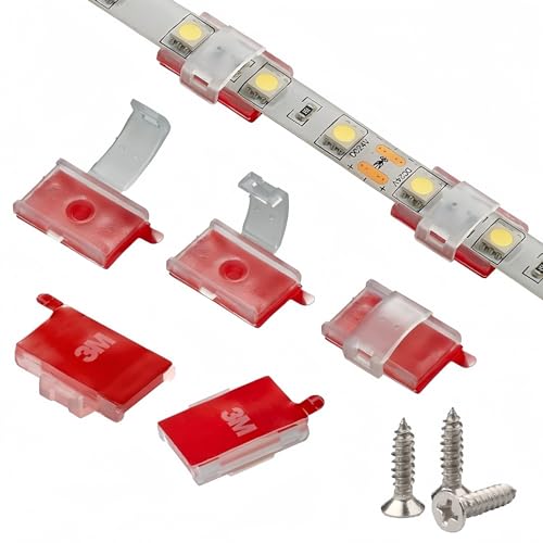 Threetwofour 100 Pack Double Installation LED Strip Light Mounting Bracket Self Adhesive LED Clips...