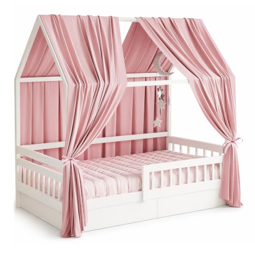 Lot de 2 baldaquins de lit en mousseline avec 2 baldaquins - Pour lit maison fille garçon - Décoration de lit d'enfant - Rose - H 270 x l 67 cm