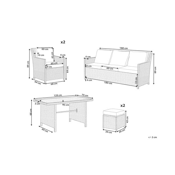 Patioco Lounge Set Fonti Polyrattan Beige/Grau