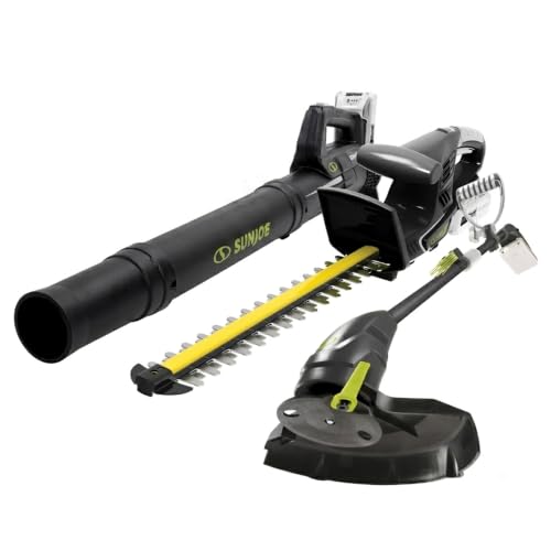 Sun Joe 24V IONMAX Cordless Leaf Blower, Grass and Hedge Trimmer Outdoor Garden Combo Power Tool Kit with Batteries and Charger, 24V-GT4MAX-LTE