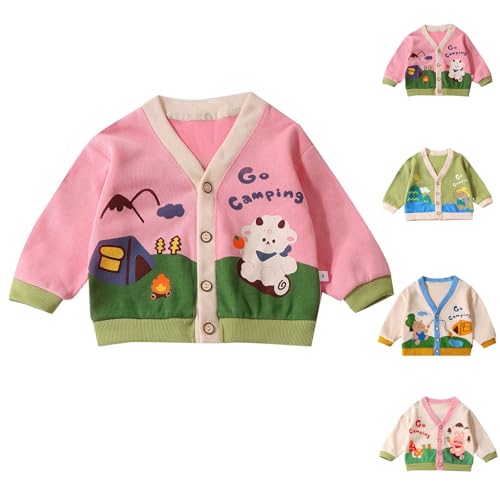 Toddler Baby Girls' Cute Cardigans Sweater V-Neck Long Sleeve Button Down Solid Cotton Knit Sweaters for Kids Girls