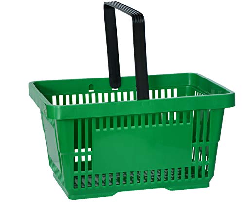 Elipo® Einkaufskorb Tragekorb Handelskorb Verkaufskorb Handkorb 22L Kunststoff Korb mit Griff 30kg (Grün)