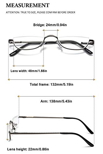 VEVESMUNDO Half Moon Reading Glasses Metal Spring Hinges Metal Semi Half Lens Frame Readers for Men Women - Image 2