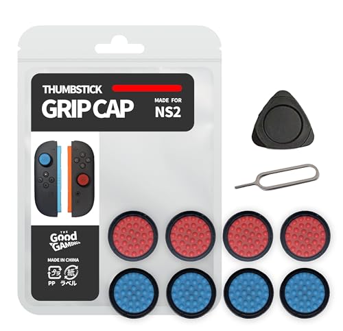 TGG Switch 2 Joy-Con 2 �R���g���[���[��p �t���[�N FREEK �O���b�v �L���b�v 2�� 8�i�F�F���b�h/�u���[ × �u���b�N�x�[�X�jThumbstick Grip Cap for Switch 2 �Q�[�� �X�e�B�b�N �G�C�� ��