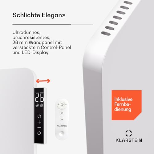 Klarstein Infrarotheizung mit Thermostat, 450W Elektroheizung, Smart Home Infrarotheizung zur Wandmontage, IR mit App-Steuerung & Erkennung Offener Fenster, Effizienter Feuchtraum Heizkörper CO2-Frei – Bild 4