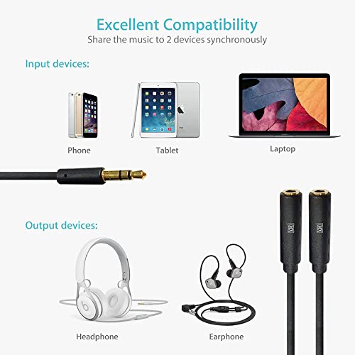 Image of MX RCA Cable AUX to RCA Y Splitter Cable To 2 Rca Stereo Audio Cable For Smartphone PERENT (3.5mm Male to Dual Female, 1.5 METER), Black