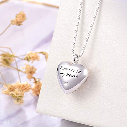 925 Sterling Silver Cremation Necklace CZ Heart Urn Pendant Jewelry for Pet Human Ashes Keepsake Memorial Jewelry Gift for Women4