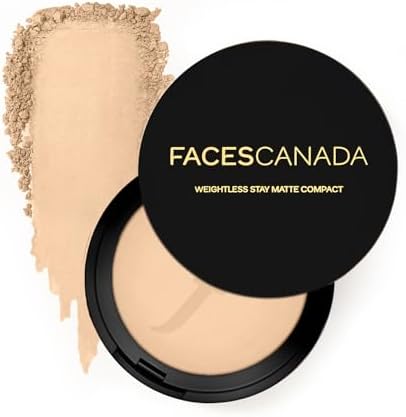 FACESCANADA Weightless Stay Matte Finish Compact Powder - Natural, 9g | Non Oily Matte Look | Evens Out Complexion | Hides Imperfections | Blends Effortlessly | Pressed Powder For All Skin Types