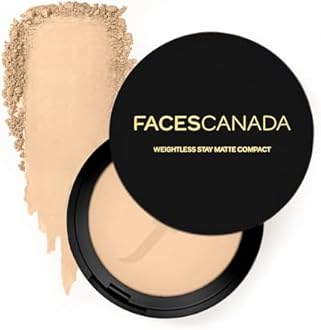 FACESCANADA Weightless Matte Finish Compact Powder - Natural | Non Oily Pressed Powder | Easy Blendable & Lightweight | Sun Protection with Vitamin E | 0.32 Oz/9g
