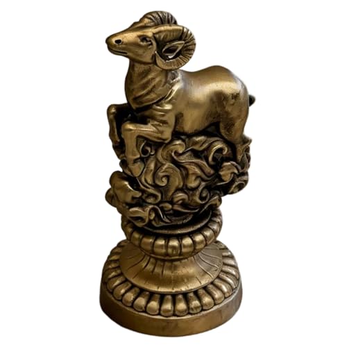 Semeid Aries Statue Zodiac Sign Figurine Antique Bronze Finish Resin Ram Sculpture Astrology Decor Ornament for Women Men Home Shelf Mantel Desk Collectible Birthday Gift