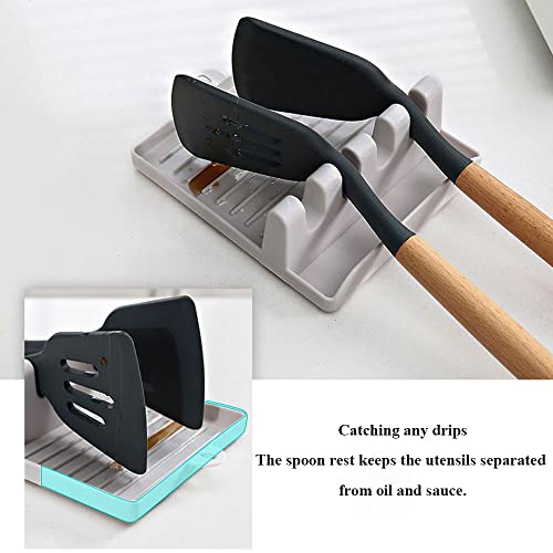 1 Pack Spoon Rest with Drip Pad for Multiple Utensils & Lid Holder, Utensil Rest for Kitchen Counter, Plastic Ladle Holder, Spatula Holder, Spoon Holder for Stove Top, Kitchen Cooking Utensil Holder - image 3