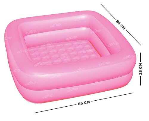 Image of Zest 4 Toyz Bathtub Swimming Pool for Kids Inflatable Pool Outdoor Water Pool Bathtub Baby Bathing Swimming Tub for Kids 0-3 Years 90L x 90W x 23H cm (Pink)