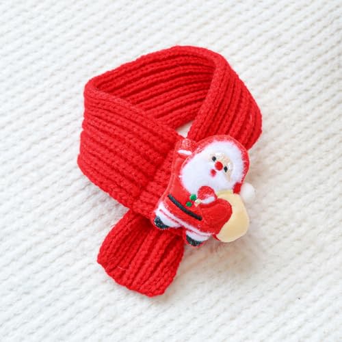 BT Bear 2 PCS Christmas Pet Scarf with Christmas Hat Set,Dog Knitted Scarf Puppy Cat Christmas Costume Pet Scarves Holiday Dress Up for Cats Small Dogs (Red,S) - Image 2