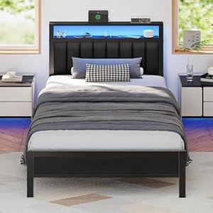 Furnulem Twin Size Bed Frame with C...