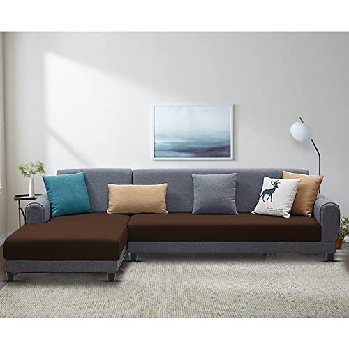 Image of Kraven LHS 6 Seater L Shape Sofa Set for Living Room (Brown Grey Fabric)