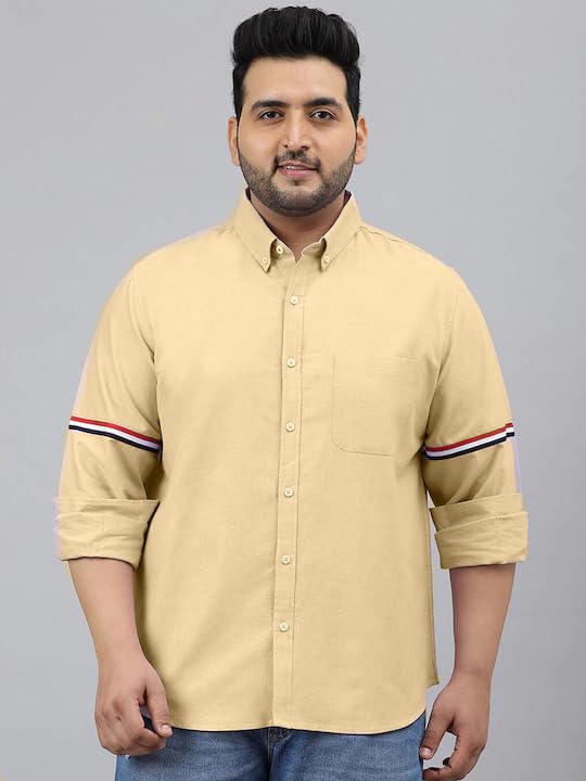 Image of Plus line Men Plus Size Stylish Solid Casual Shirts