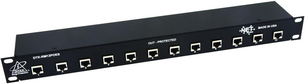 Ditek DTK-RM12POES Rack Mount PoE Surge Protection - Shielded version