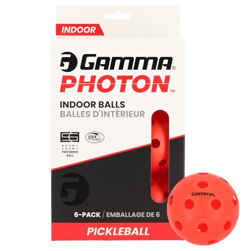 Gamma Photon Indoor Pickleballs 26 Holes for Precise Indoor Flight USAPA Approved Pickle Ball for Tournament Play High Visibility Durable Consistent Bounce Red