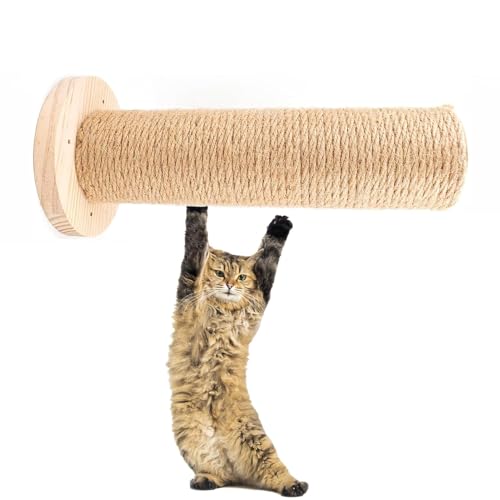 Image of Wall Mounted Cat Scratching Post for Indoor Cats | Kitten Wall Shelves Climbing Furniture| Sisal Rope Cat Claw Scratcher Tree (Round Wall Steps)