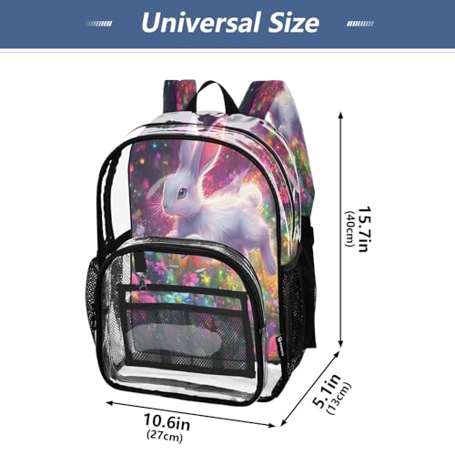 Flower Rabbit 3D Clear Backpack Heavy Duty See Through Transparent PVC BookBag for Kids Boy Girl School Work4