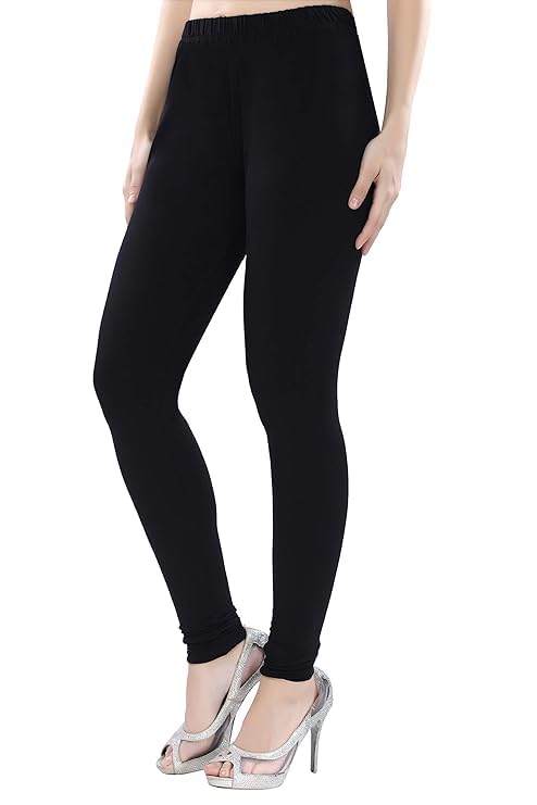 Image of ELAYNA Lycra Stretchable Churidar Leggings for Women's and Girls, White, XL Size, Full Length, Slim Fit