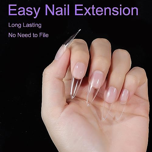 Beautilux Long Stiletto Nail Tips, 552 Pcs Acrylic Clear Full Cover Press On Nail Tip 12 Sizes, Soak Off Fake Nail Easy Extension For At-Home Manicures And Nail Salons #TOP1