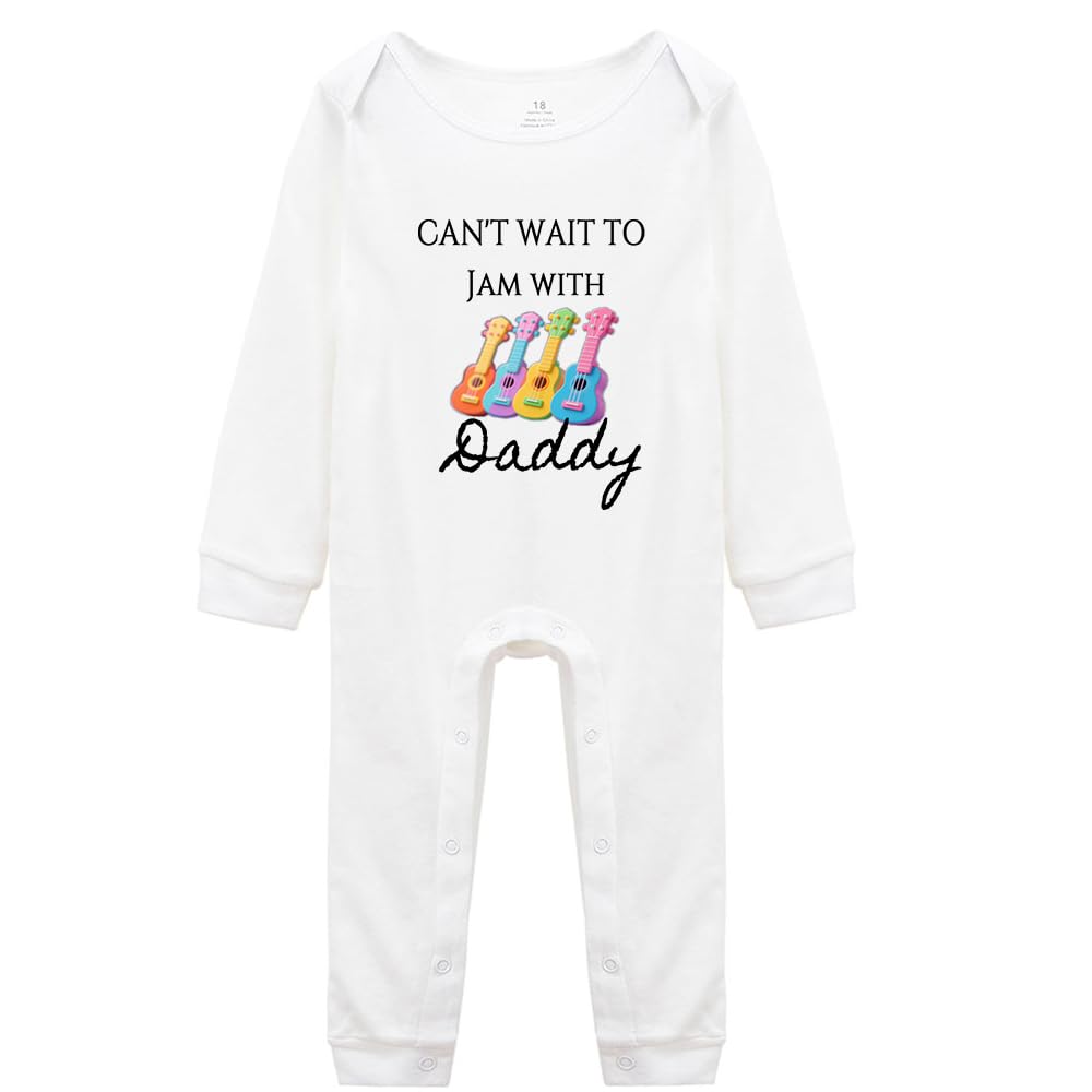 tiansiaben Can't Wait to Jam with Daddy Baby Bodysuit Guitar Baby Bodysuit, Father's Day Gift Music Inspired Baby Outfit