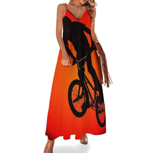 Robe rouge longue légère contre la chaleur pour femme en été