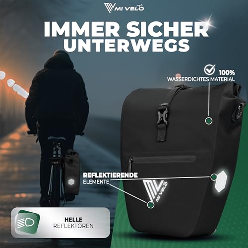 MIVELO 2in1 Fahrradtasche Gepäckträgertasche wasserdicht 100% PVC frei + Laptopfach + Schultergurt...