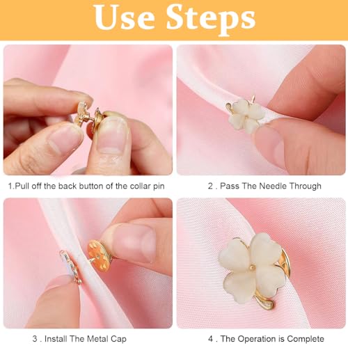 Image of SANNIDHI 12PCS Shirt Brooch Pin Saree for Women Pearl Buttons Rhinestone Cover Up Safety Pins Shawl Sweater Jewelry Set Gift Girls