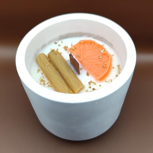 Velas Aromáticas Artesanales - Hechas a Mano Con 130 g de Cera Natural- Ideal Para Regalo (Canela y naranja)