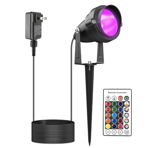 yoosuml Holofote Para Jardim Com Temporizador, Holofotes Rgbw, Lu...
