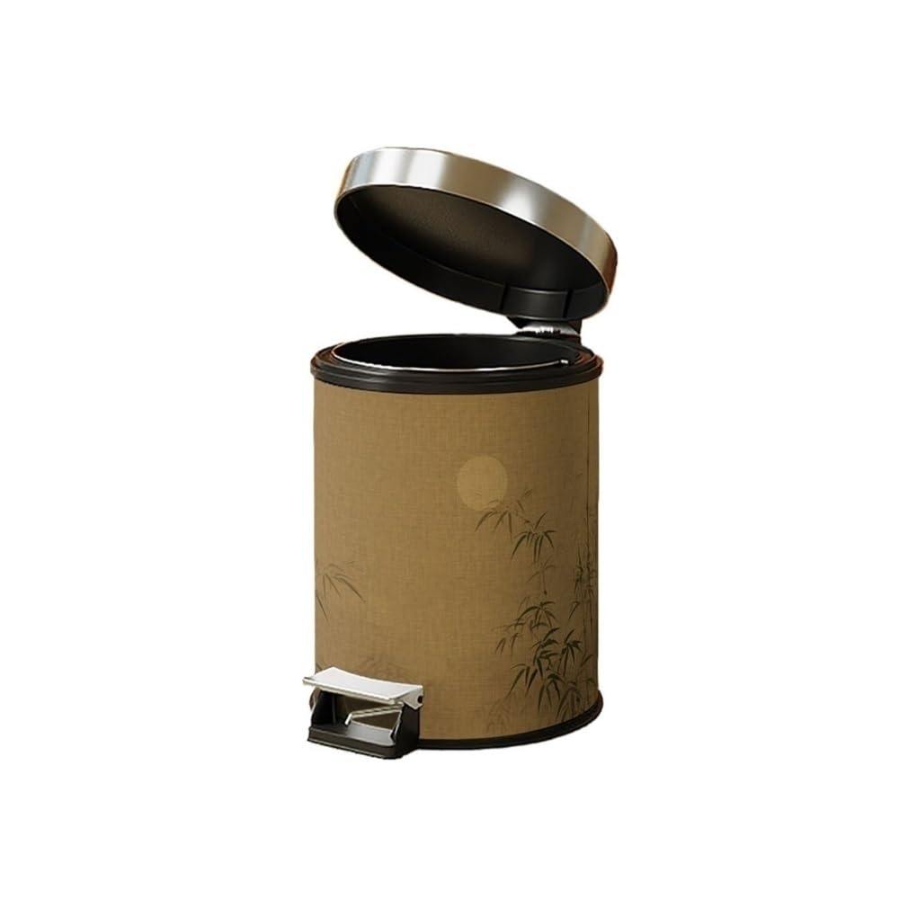 Bathroom Trash Can Chinese Style Leather Waste Bin Paper Basket Storage for Office Home and High Class Hotel